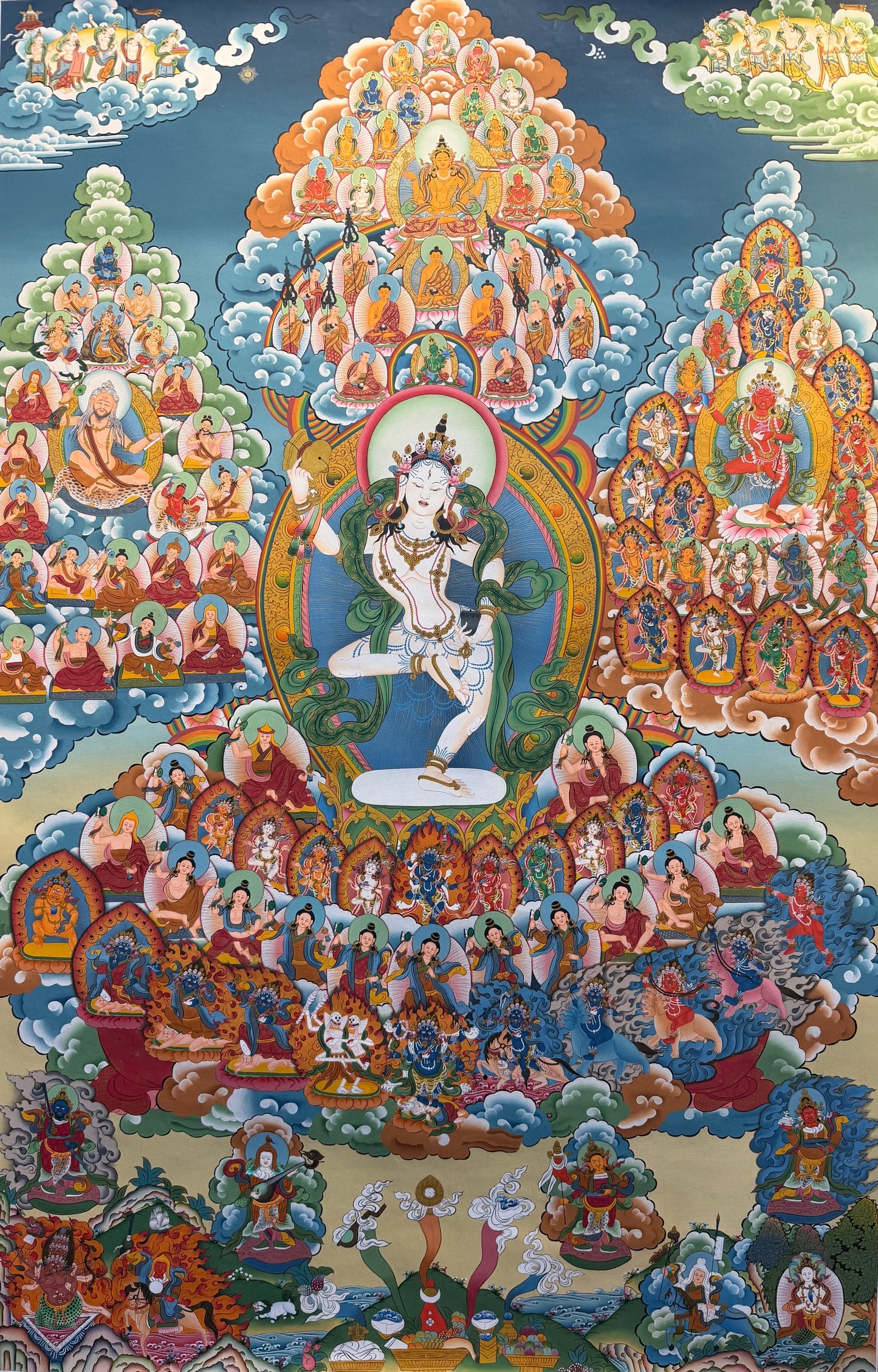 Machik Labdron Refuge Tree Thangka Painting 108*70