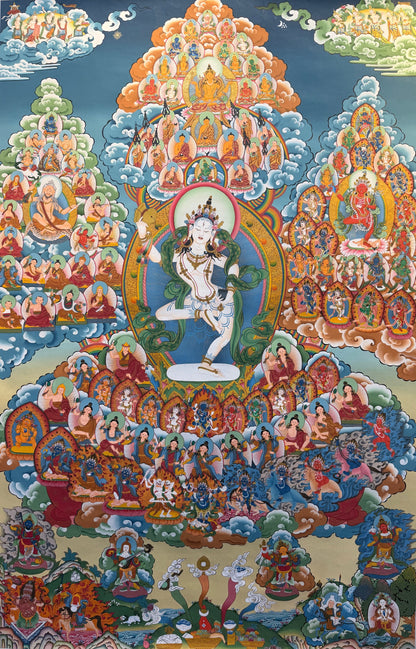 Machik Labdron Refuge Tree Thangka Painting 108*70