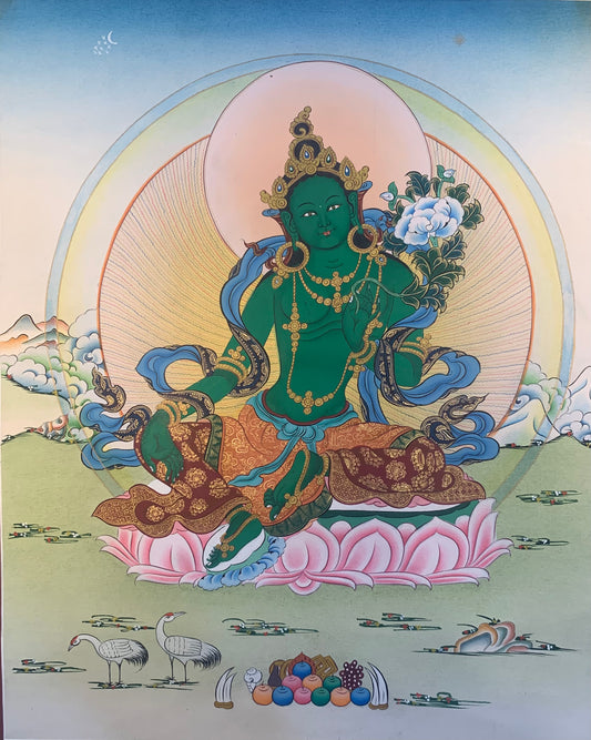 Green Tara Thangka Painting42x33