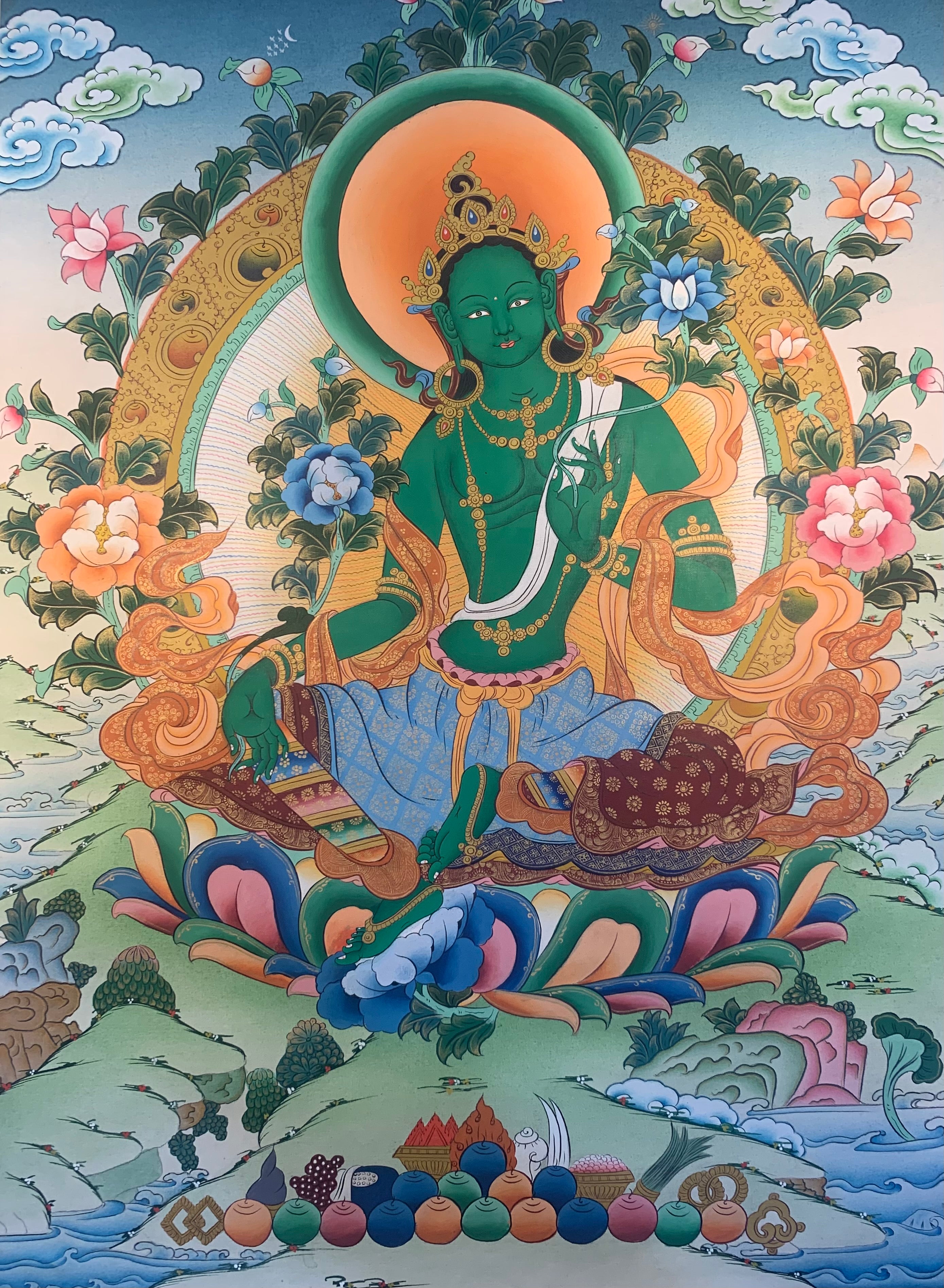 Green Tara Thangka Painting 50*40