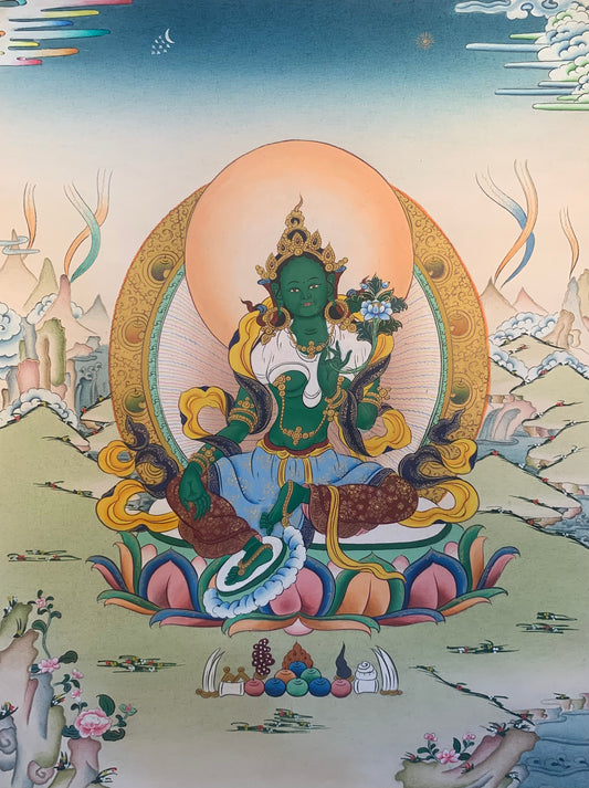 Green Tara Thangka Painting40x30