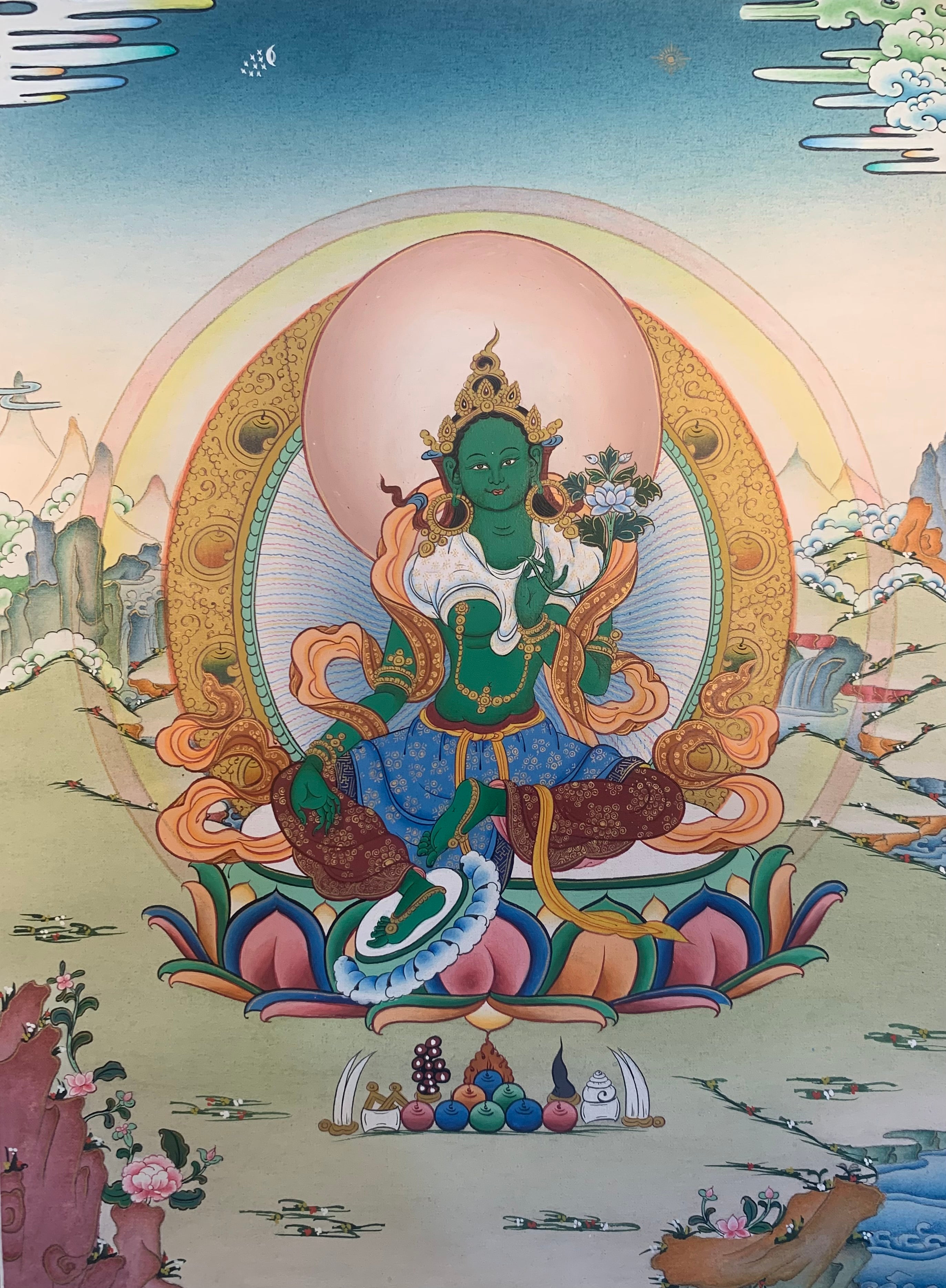 Green Tara Thangka Painting40x30