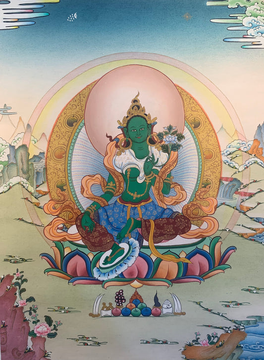 Green Tara Thangka Painting40x30