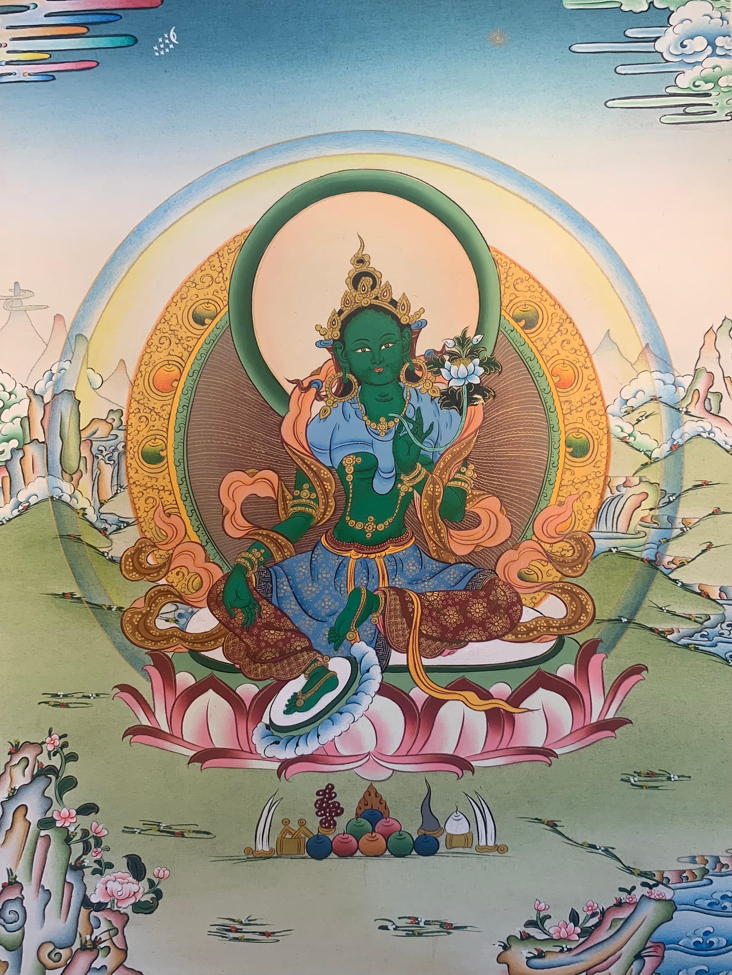 Green Tara Thangka Painting40x30