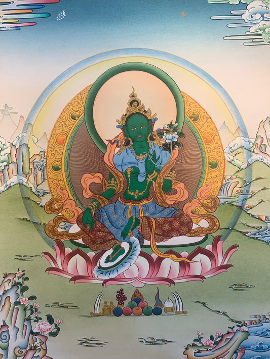 Green Tara Thangka Painting40x30