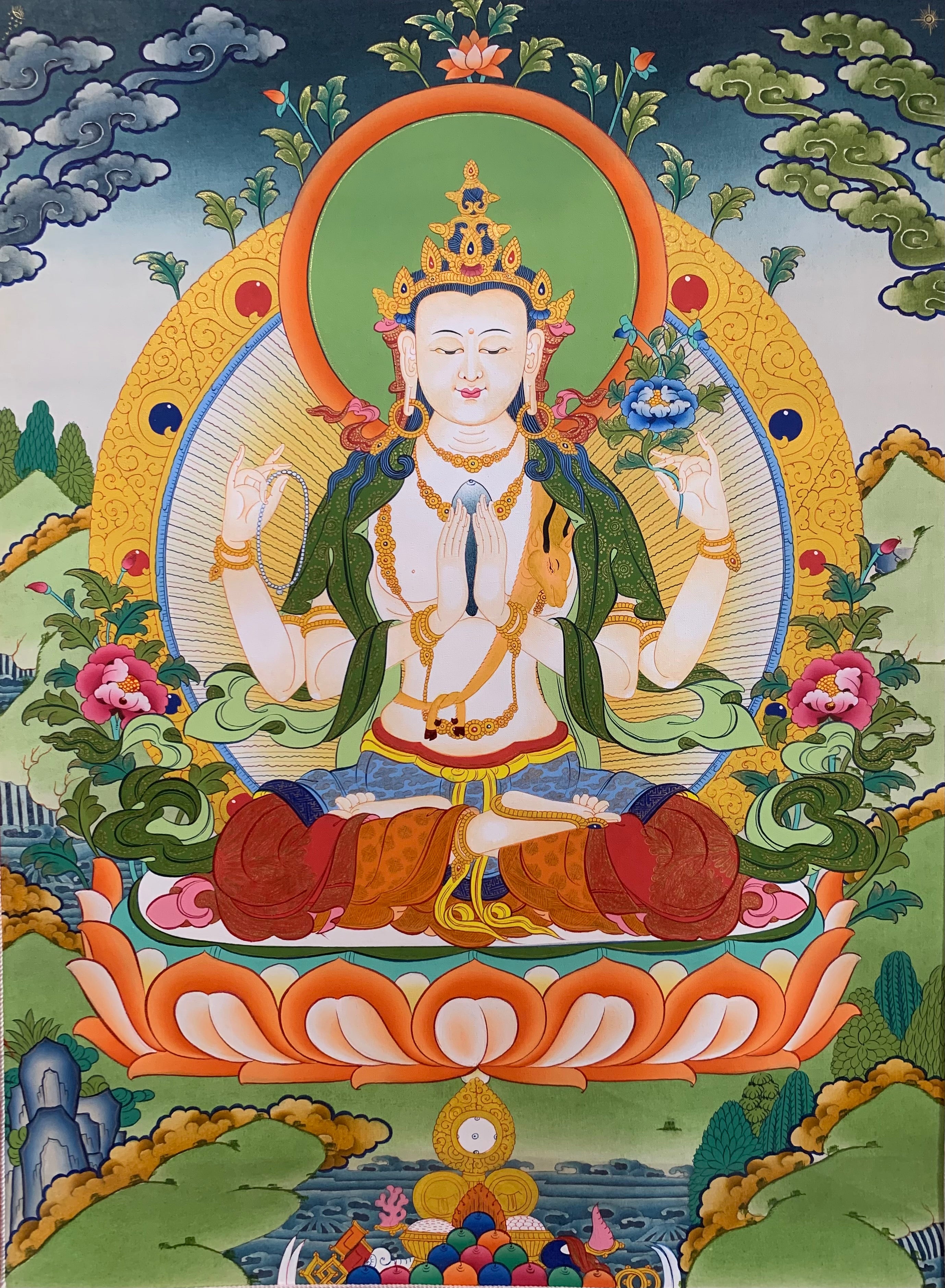 Chenrezig Thangka Painting 52*40