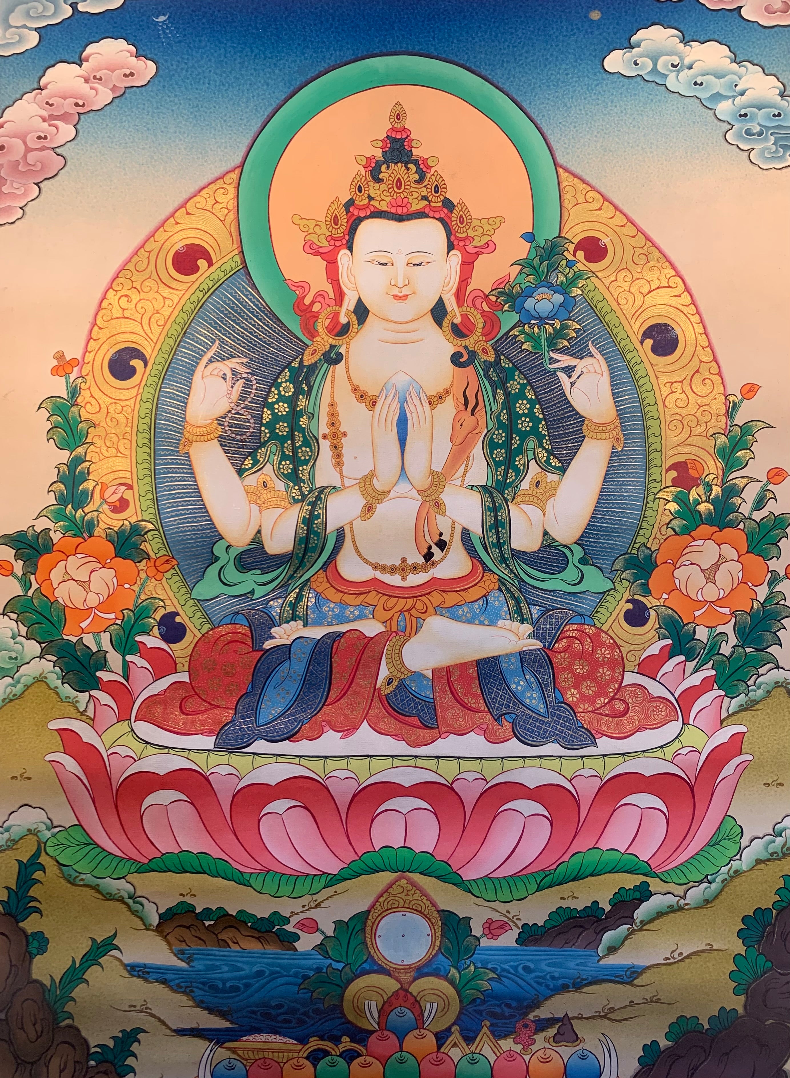 Chenrezig Thangka Painting 51*40