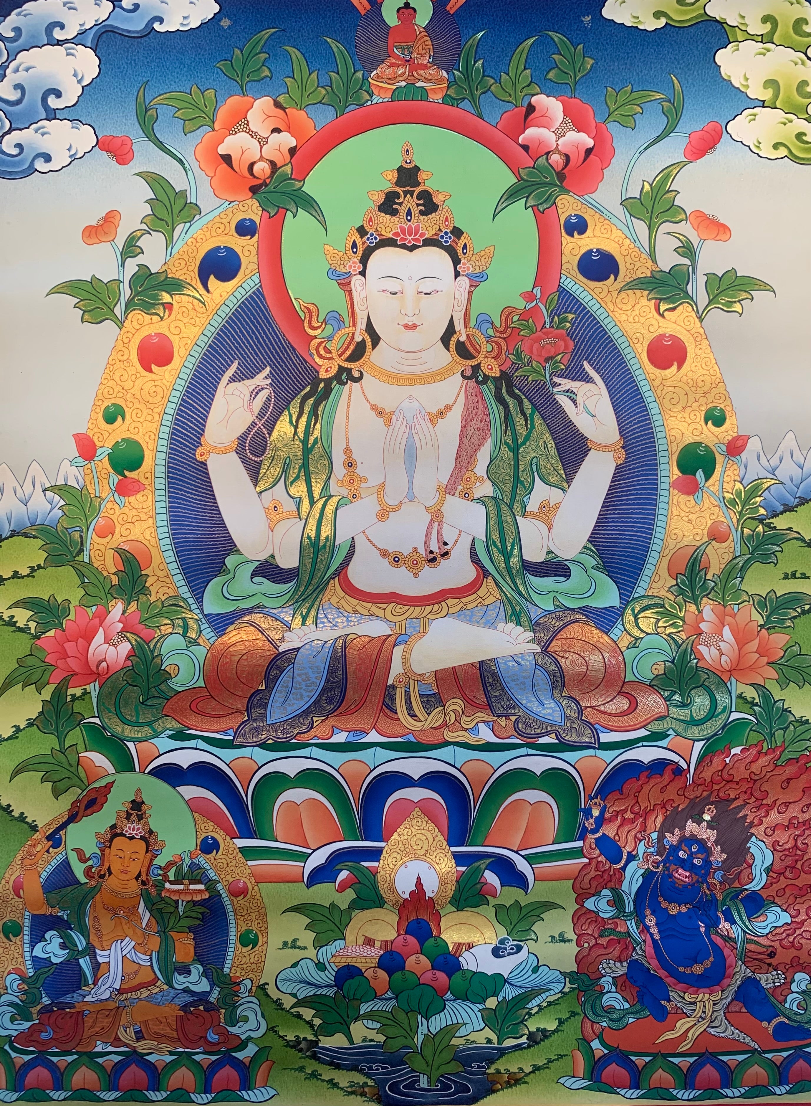 Chenrezig Thangka Painting 60*45