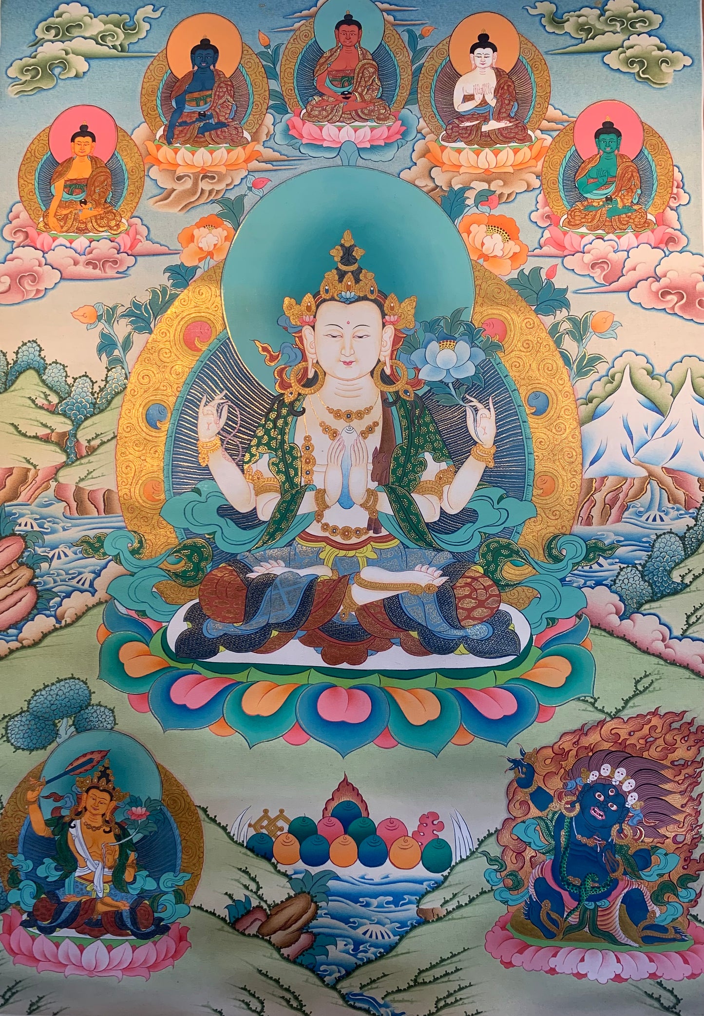 Chenrezig Thangka Painting 60*45