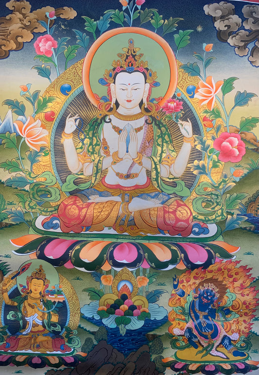 Chenrezig Thangka Painting 75*56