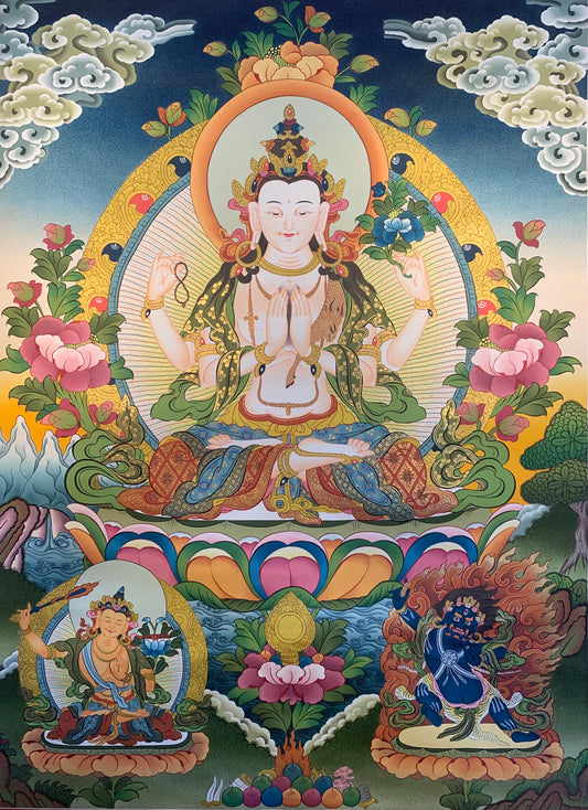 Chenrezig Thangka Painting 75*56