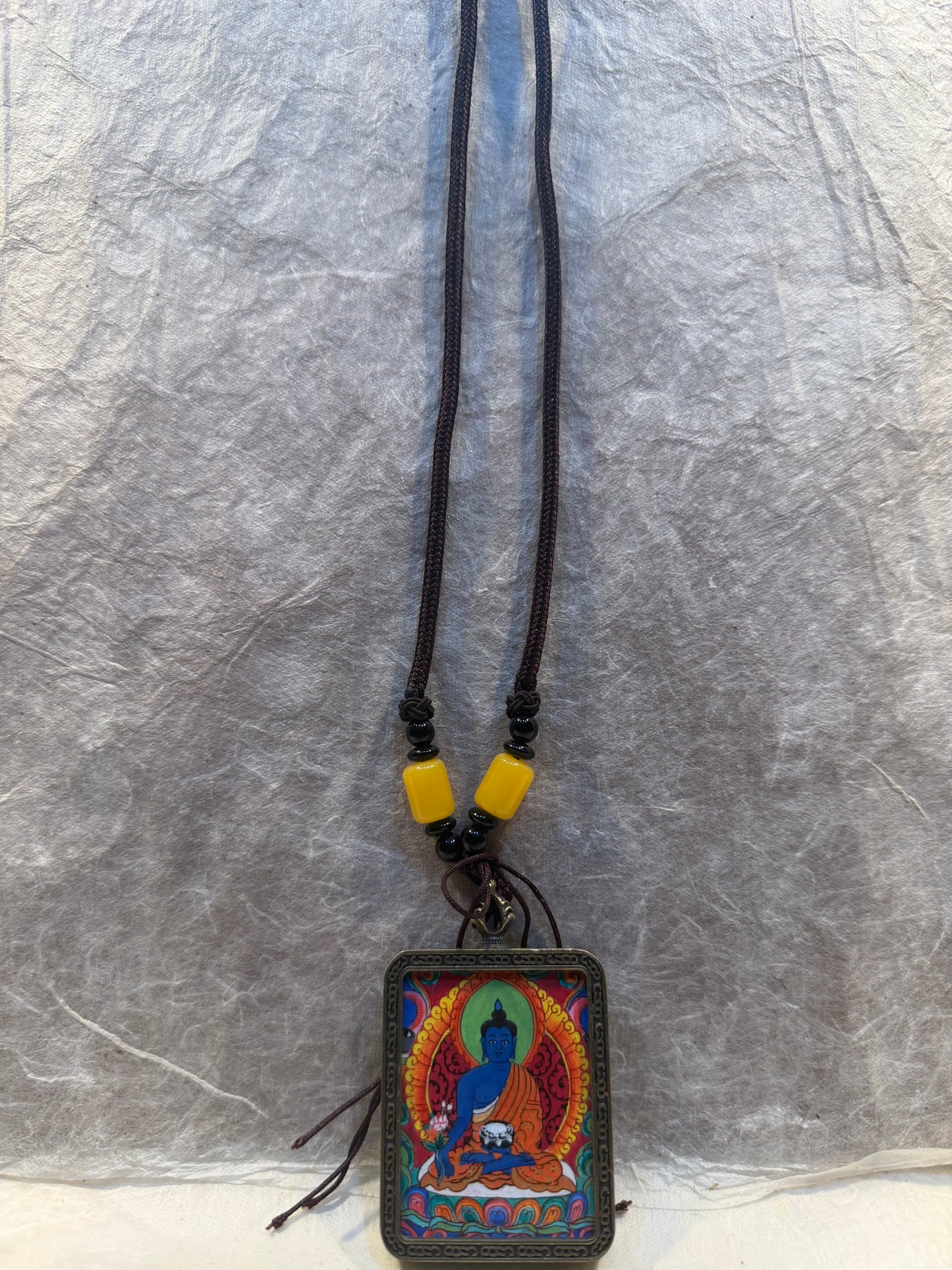 Medicine Buddha Thangka Locket Necklace