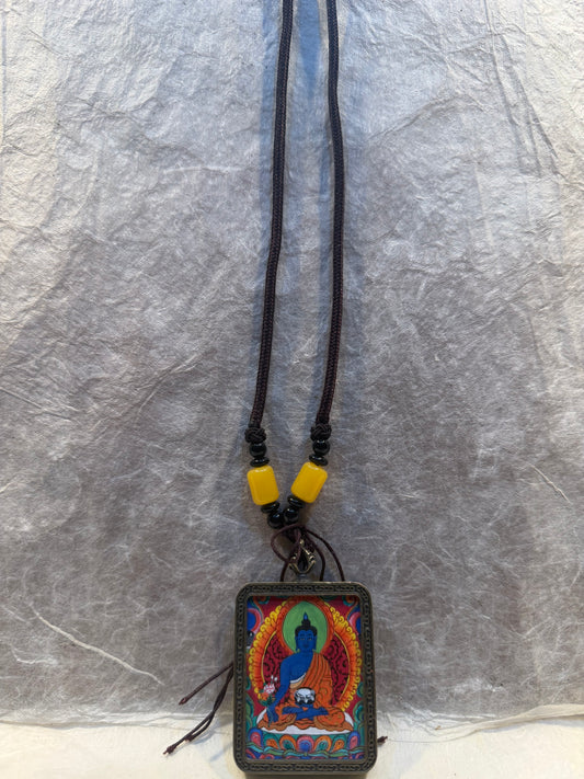 Medicine Buddha Thangka Locket Necklace