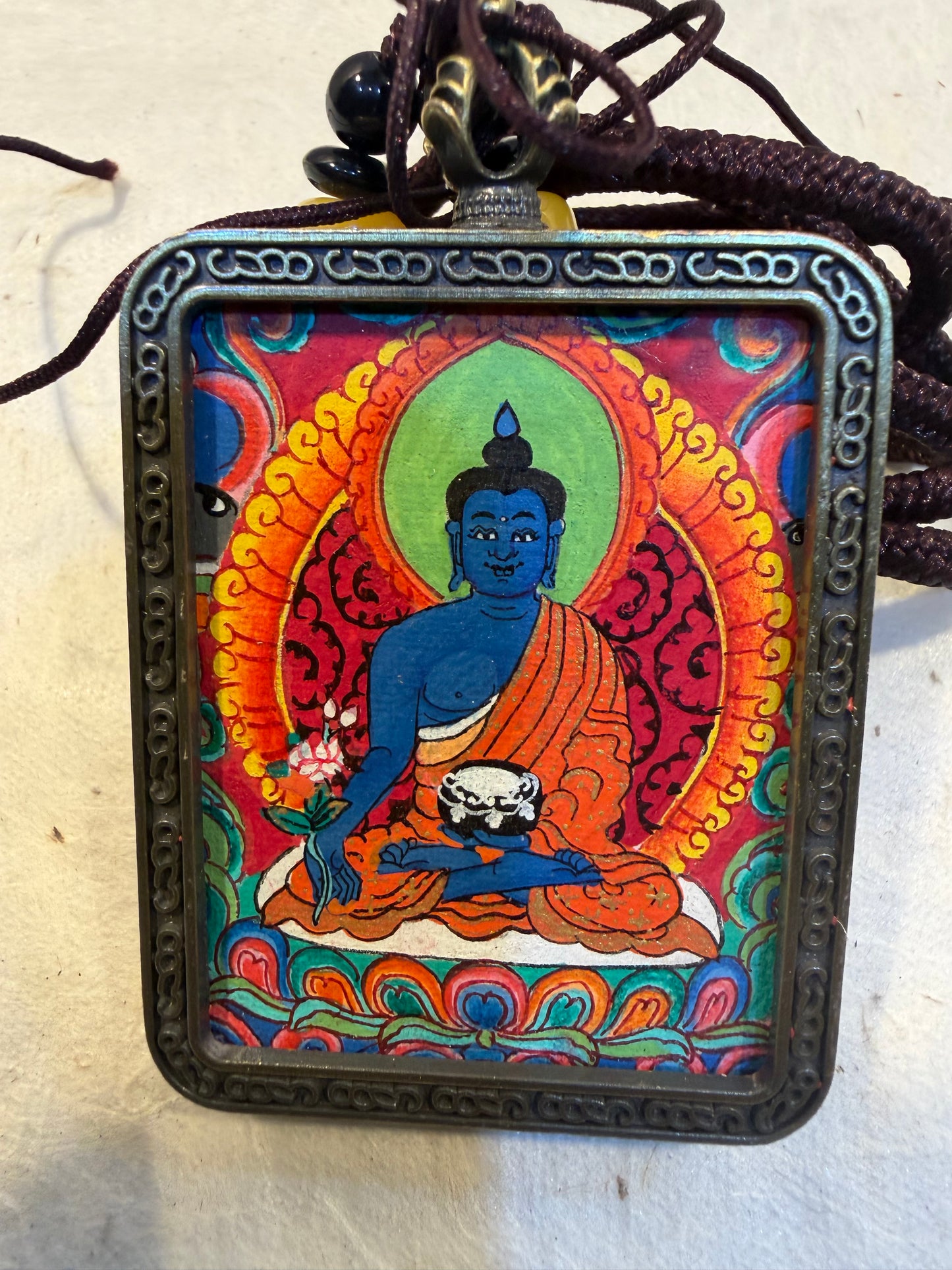 Medicine Buddha Thangka Locket Necklace