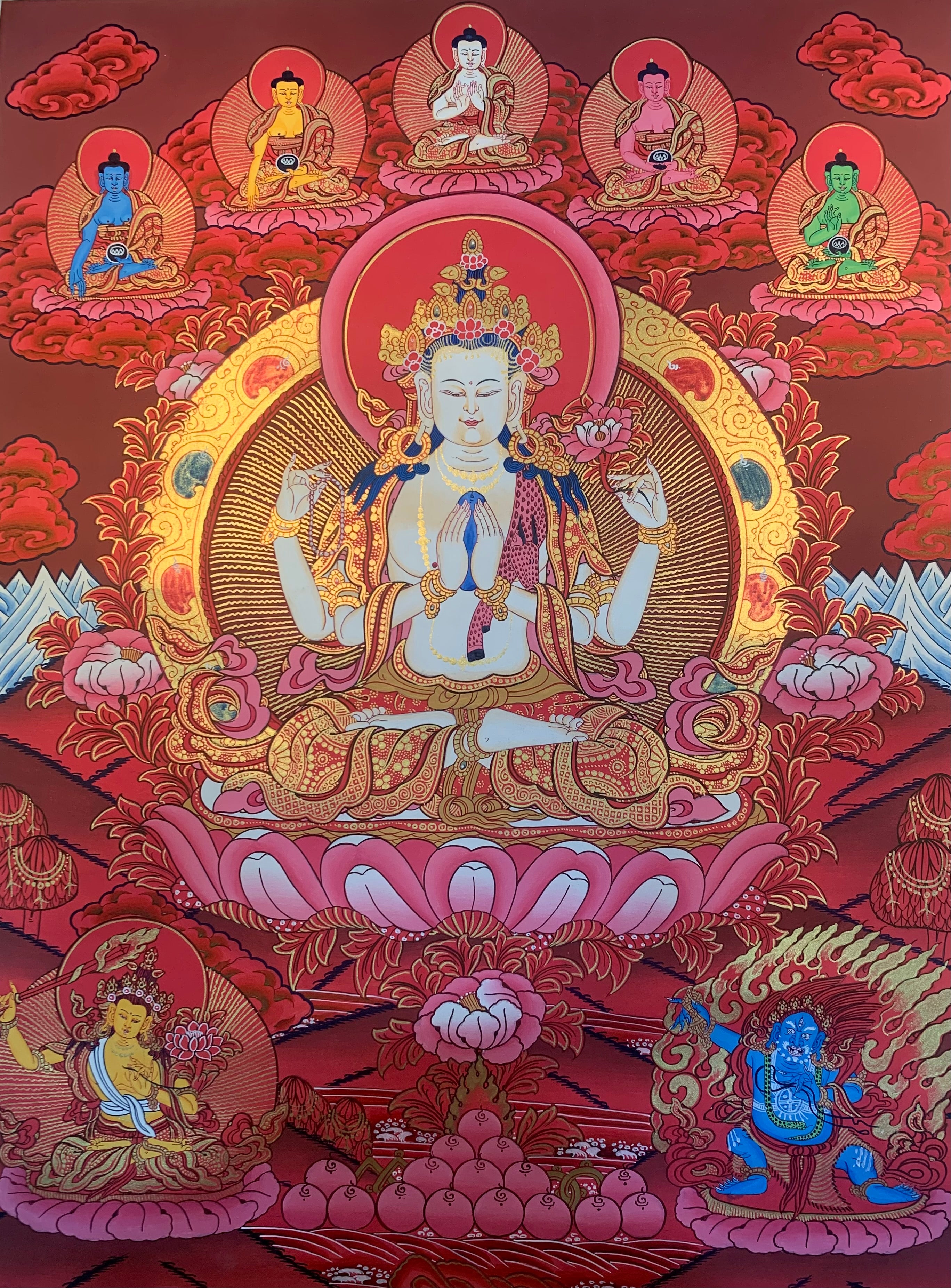 Chenrezig Thangka Painting 60*45