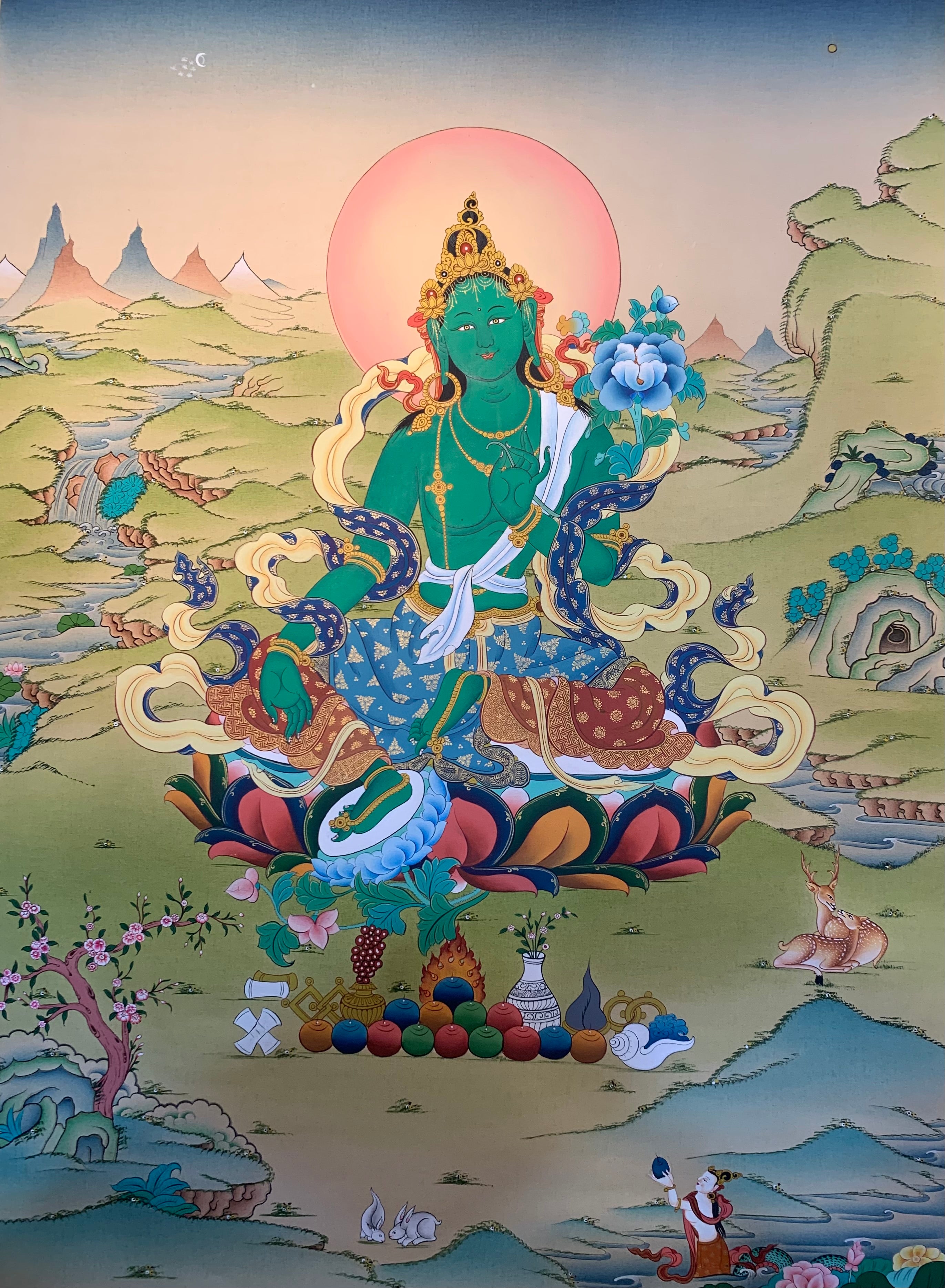 Green Tara Thangka Painting 60*45