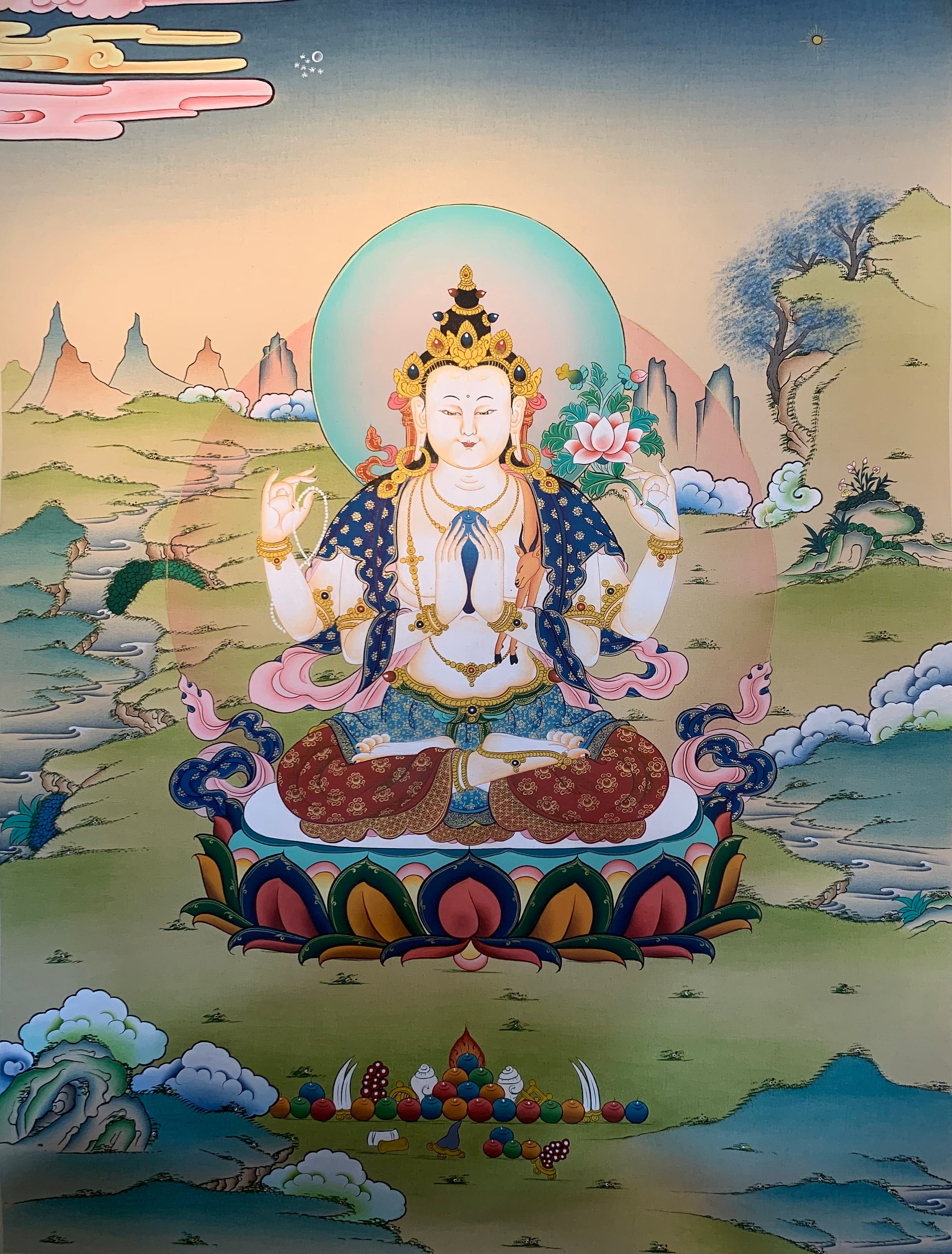 Chenrezig Thangka Painting 60*45