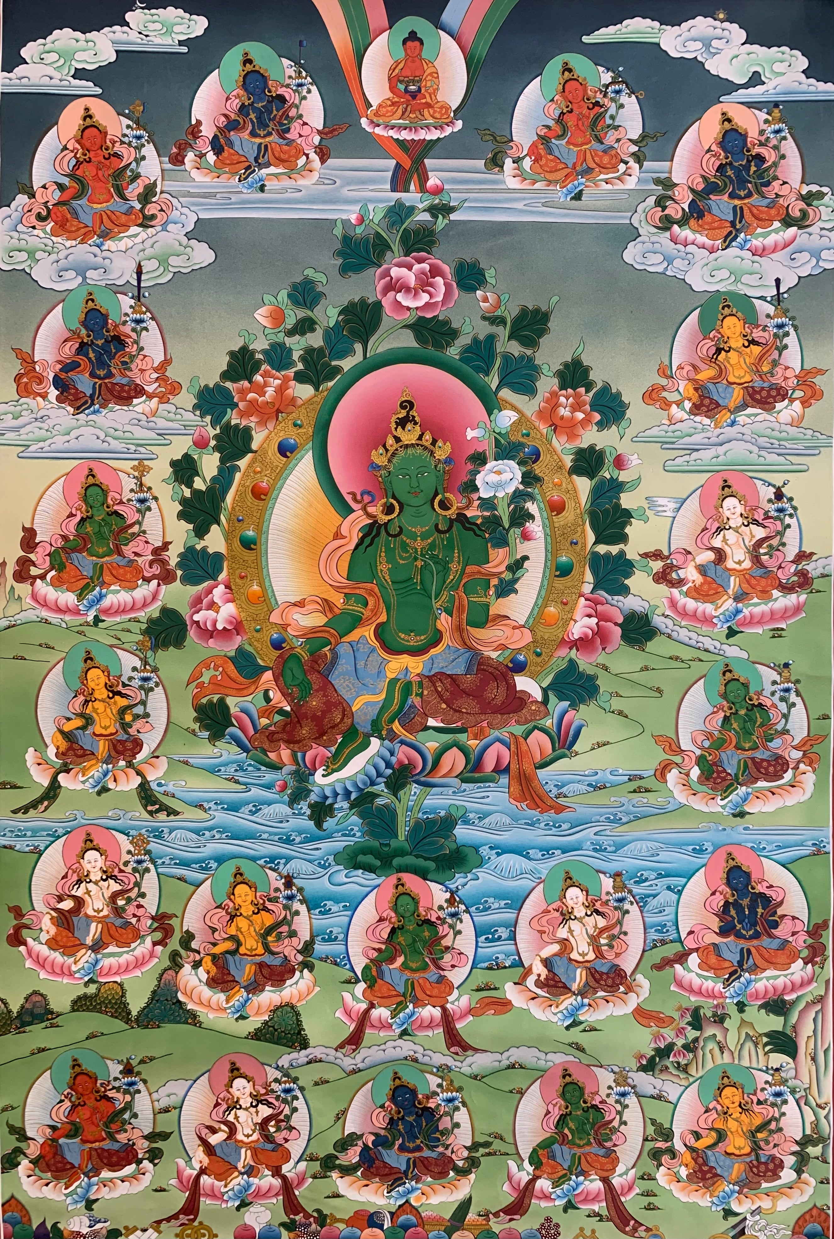 21 Taras Green Tara Thangka Painting 100*68