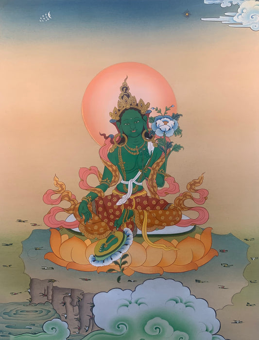 Green Tara Thangka Painting 46*34