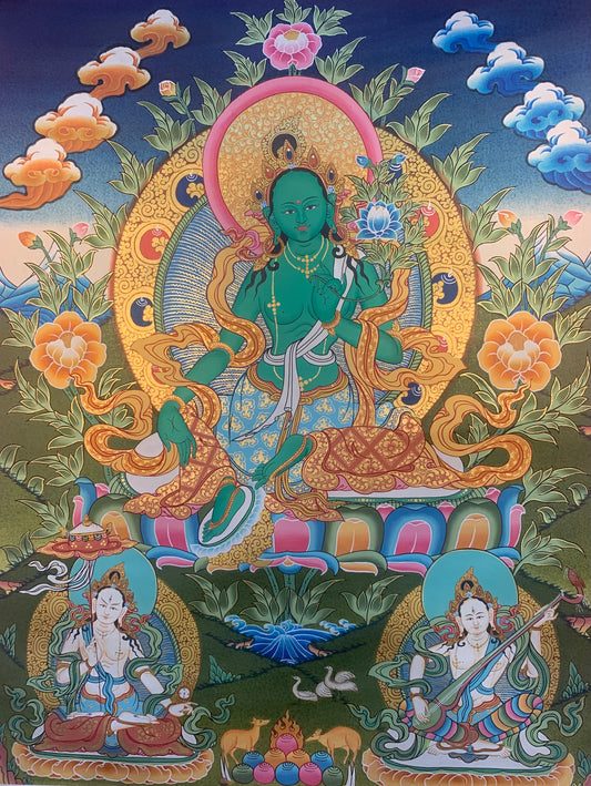 Green Tara Thangka Painting 60*45