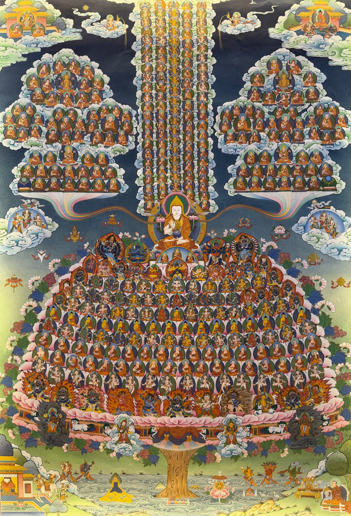 Gelug Lineage Refuge Tree Thangka Painting 150*120