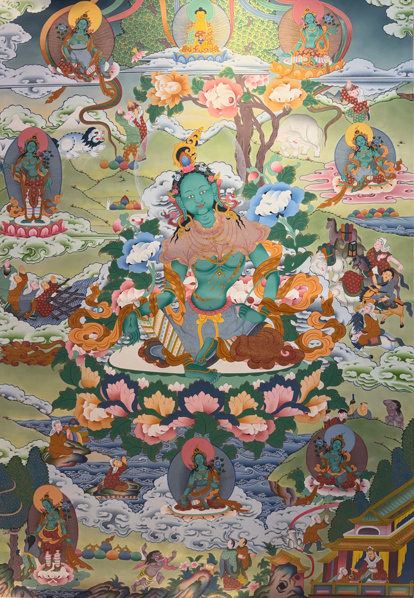 21 Taras - Green Tara Thangka Painting 120*86