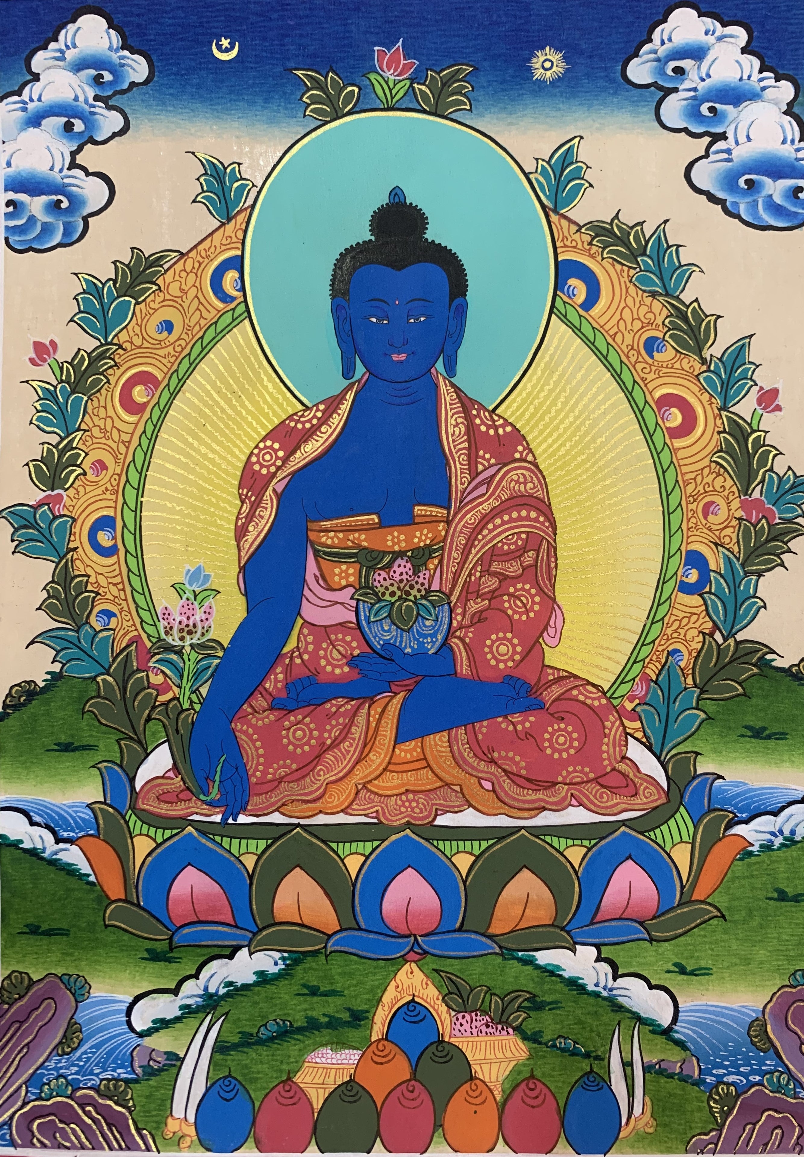 Medicine Buddha Thangka Painting 40*30