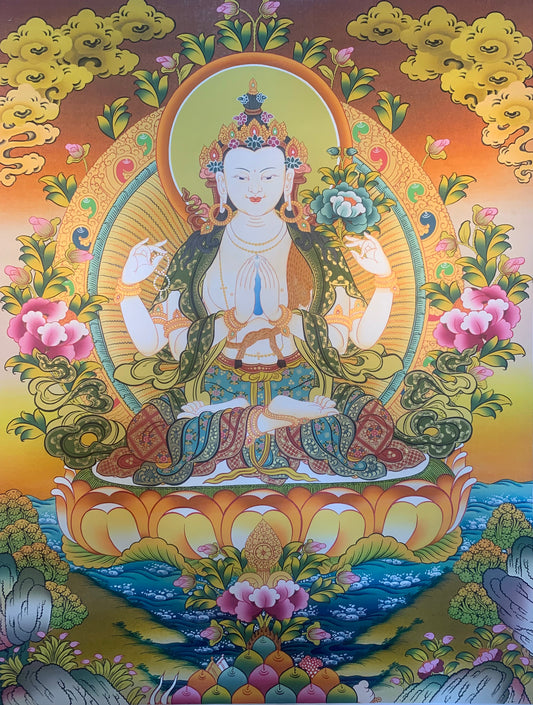 Chenrezig Thangka Painting 68*51