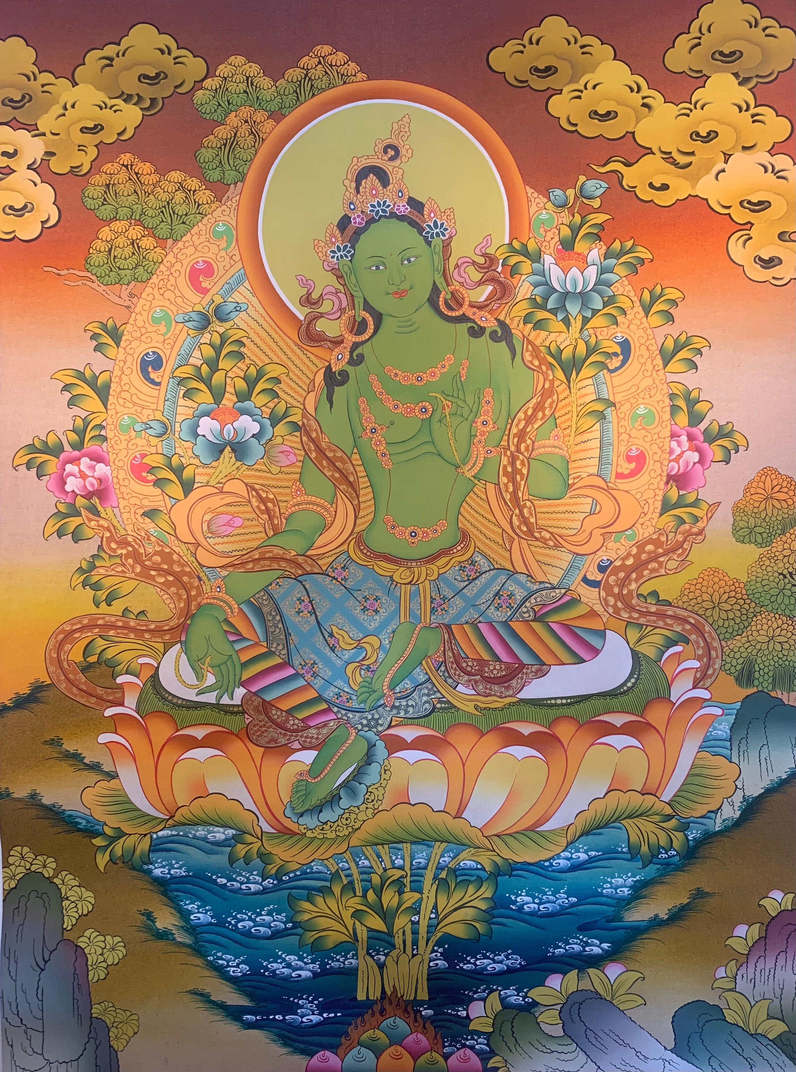 Green Tara Thangka Painting 68*51