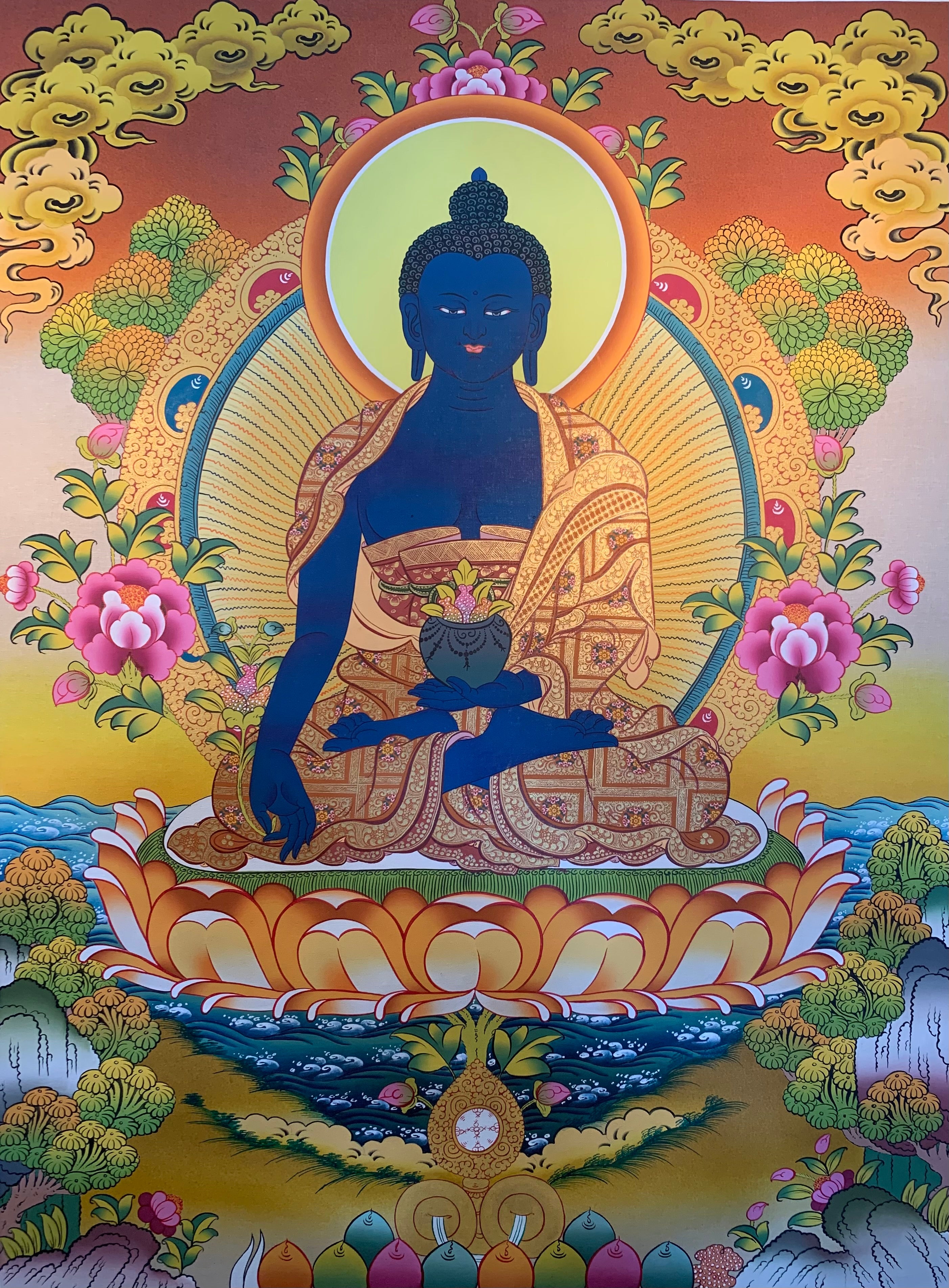 Medicine Buddha Thangka Painting 68*51