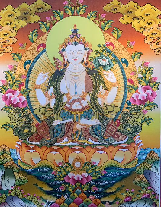 Chenrezig Thangka Painting 51*40
