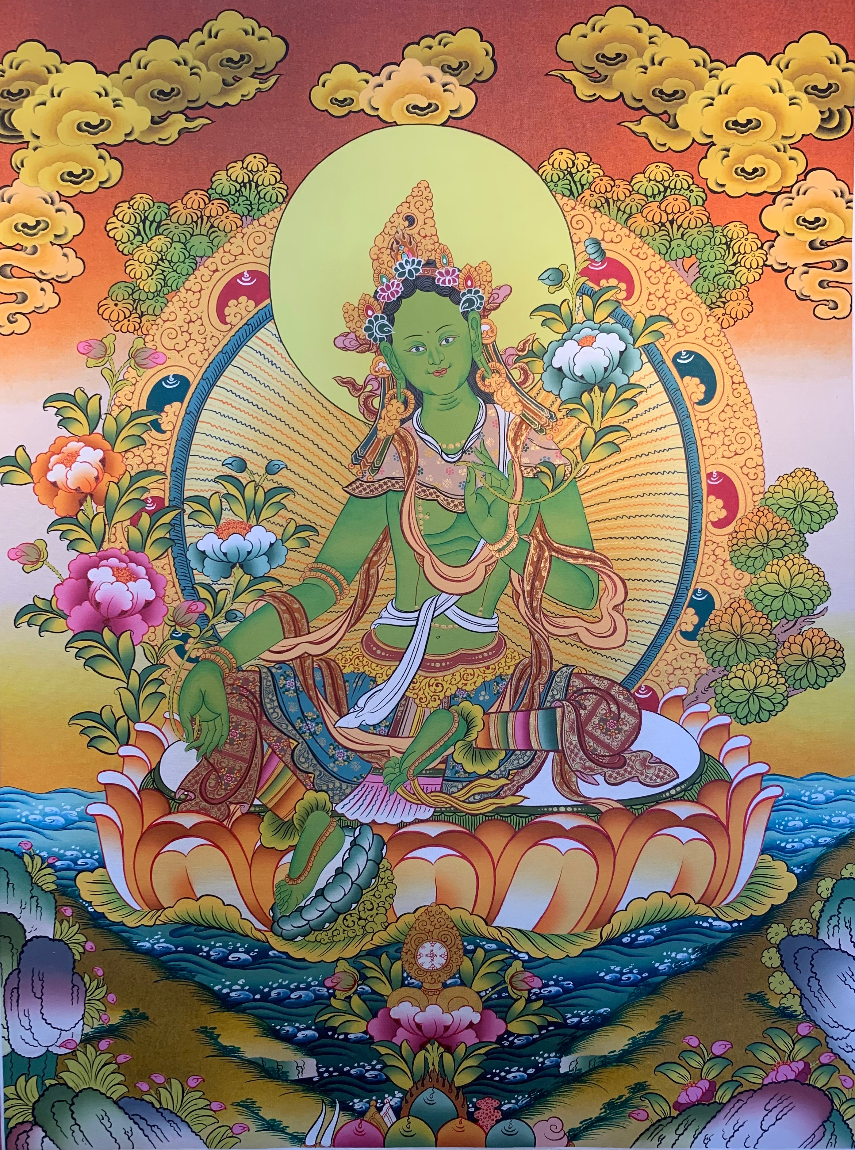Green Tara Thangka Painting 52*40