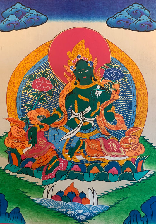 Green Tara Thangka Painting 40x30