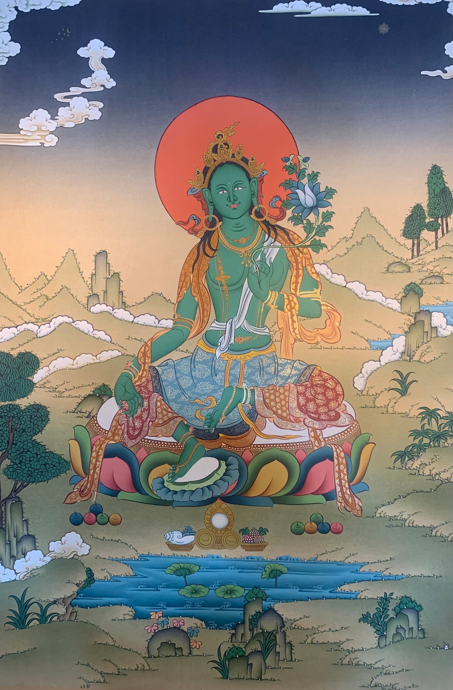Green Tara Thangka Painting75x50