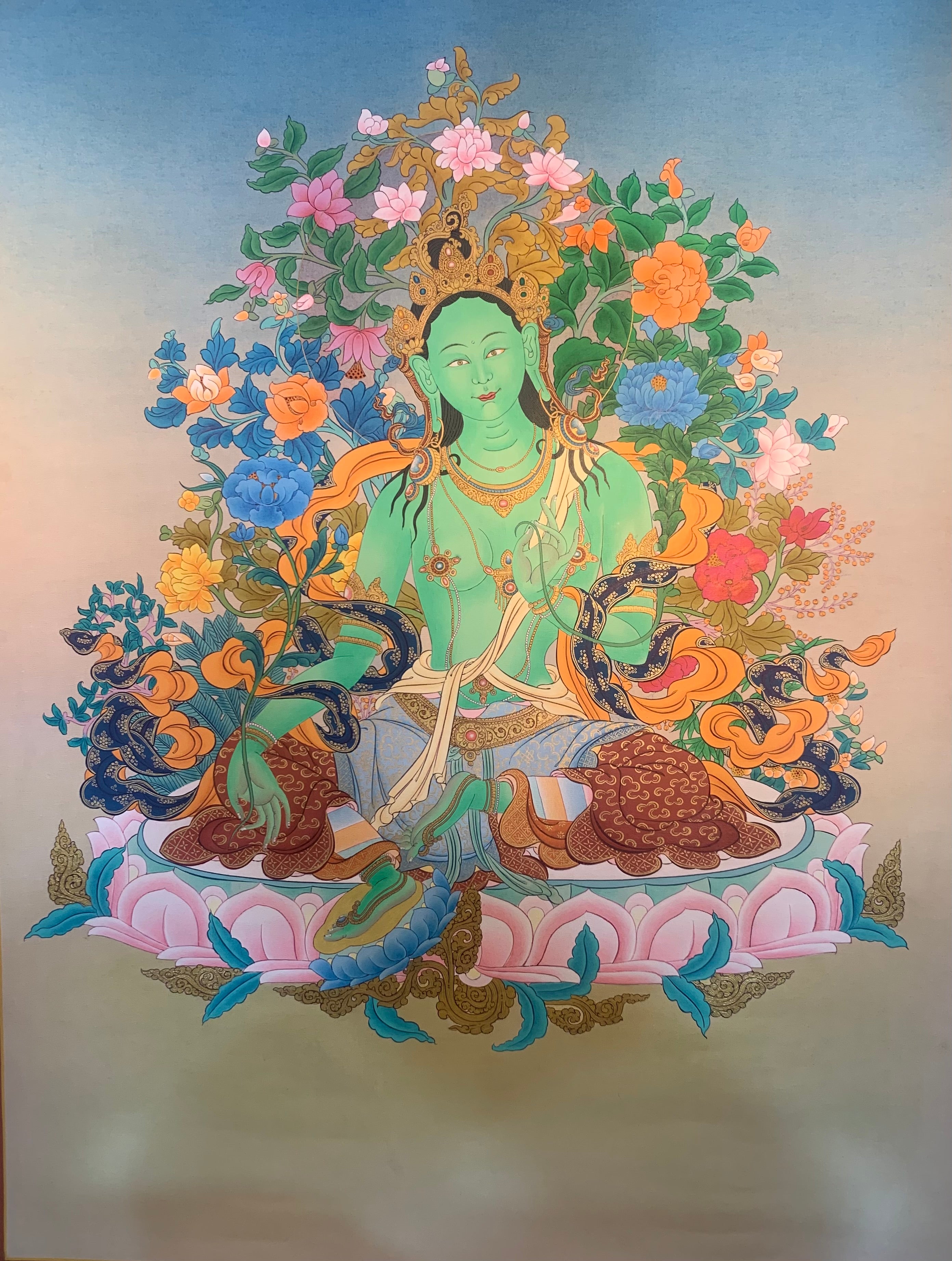 Green Tara Thangka Painting60x45