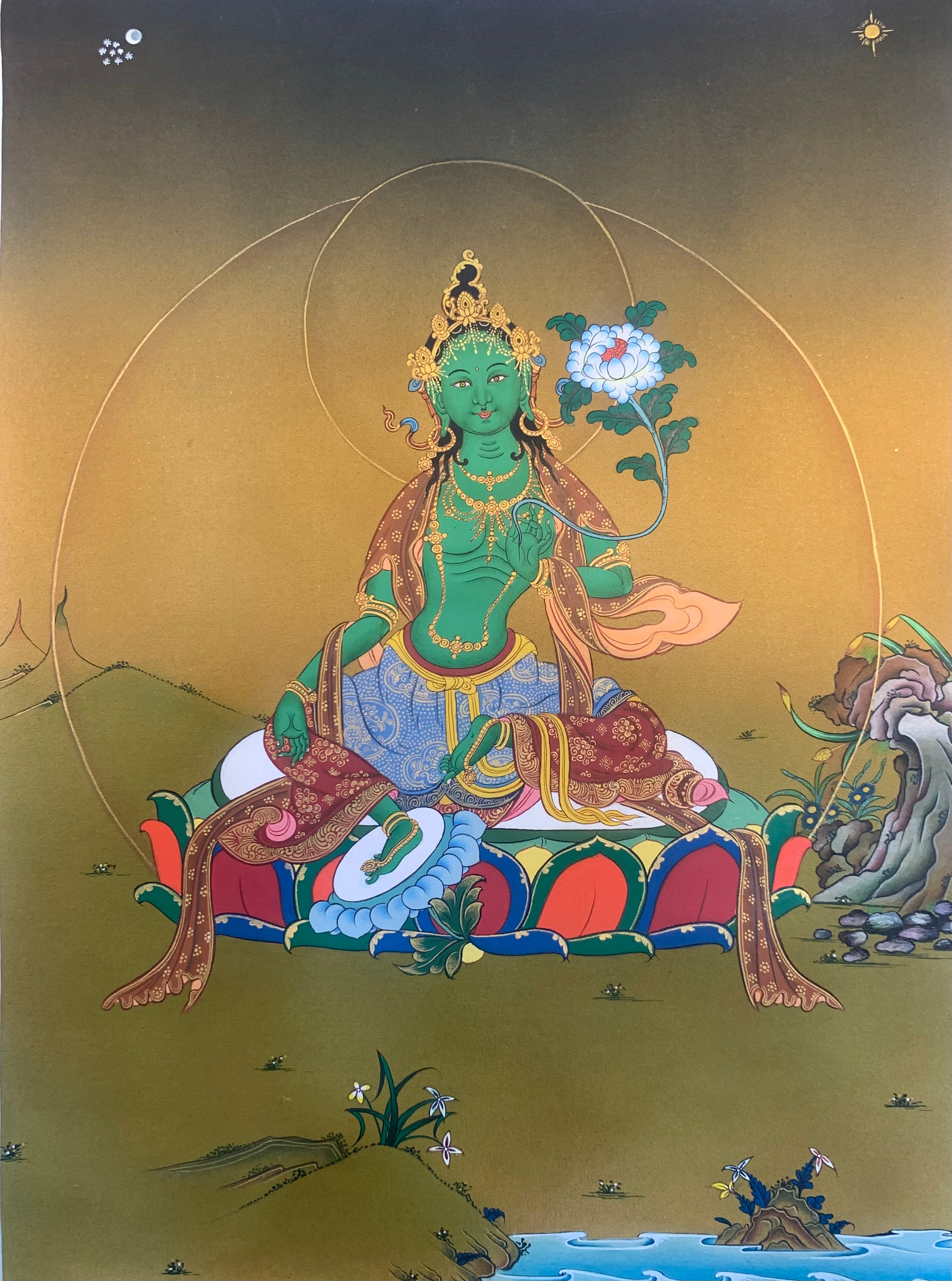 Green Tara Thangka Painting40x30