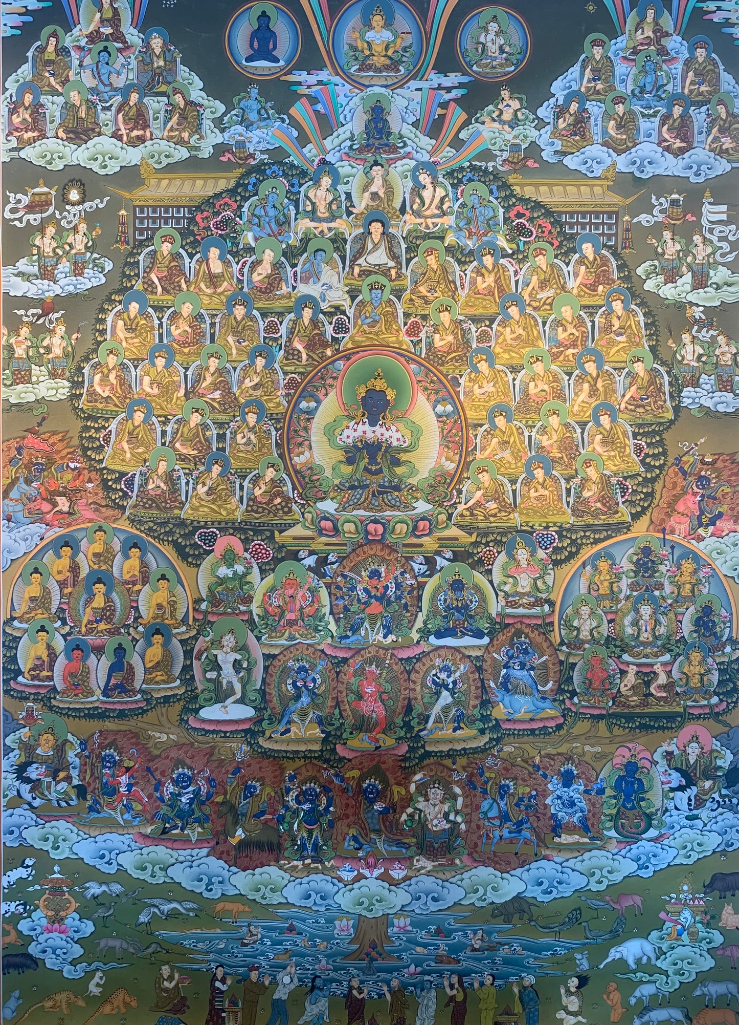 Kagyu Lineage Refuge Tree Thangka Painting 75*55