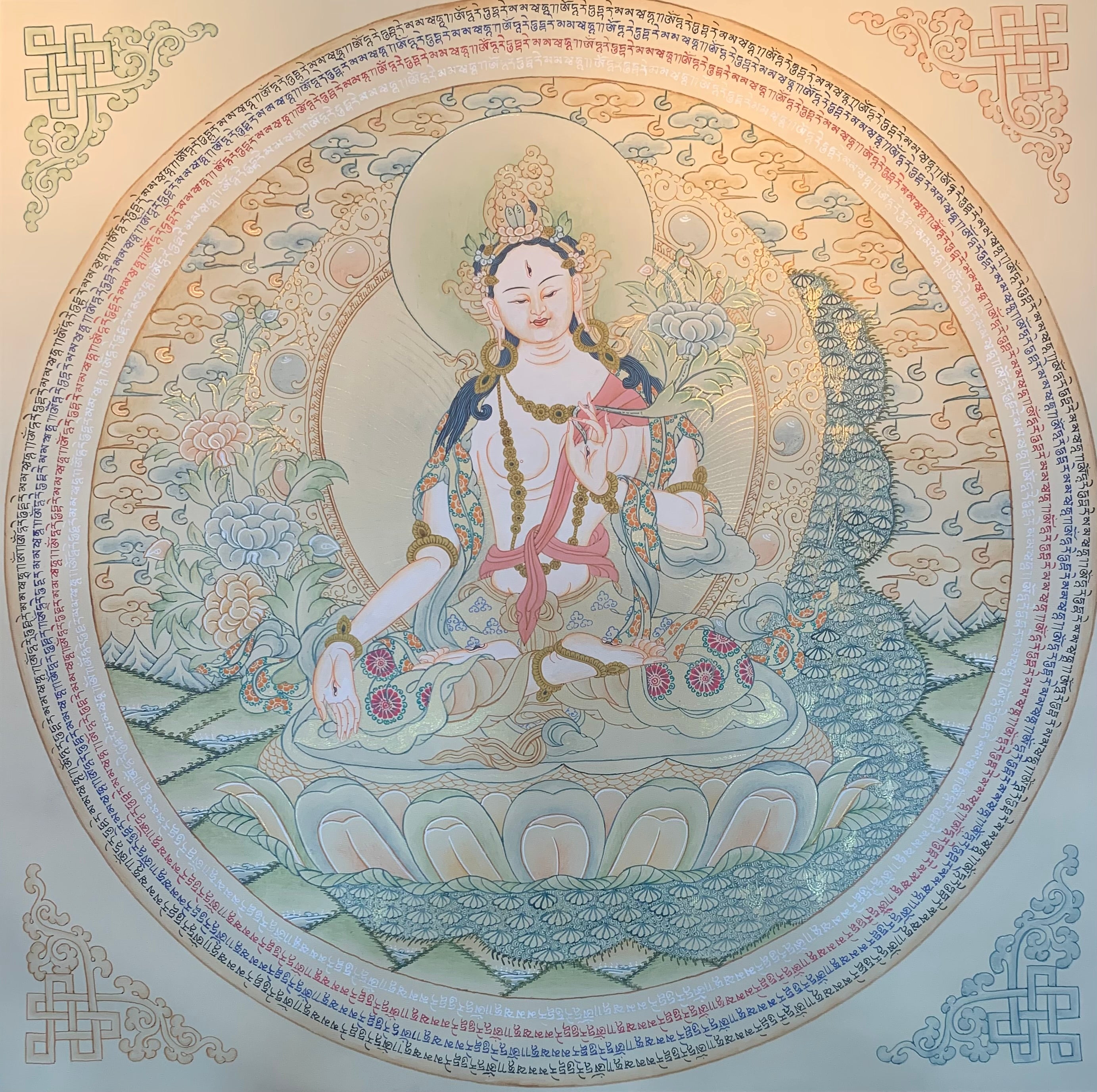 White Tara Thangka Painting 52*40