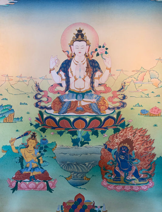 Chenrezig Thangka Painting 60*45