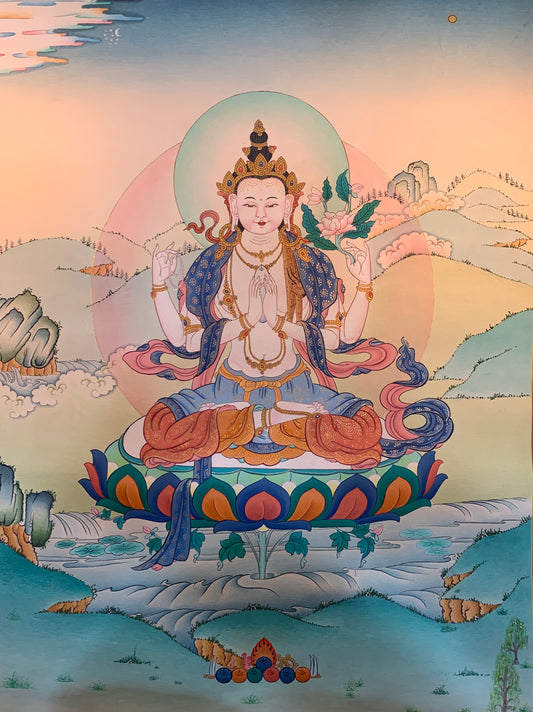 Chenrezig Thangka Painting 60*45