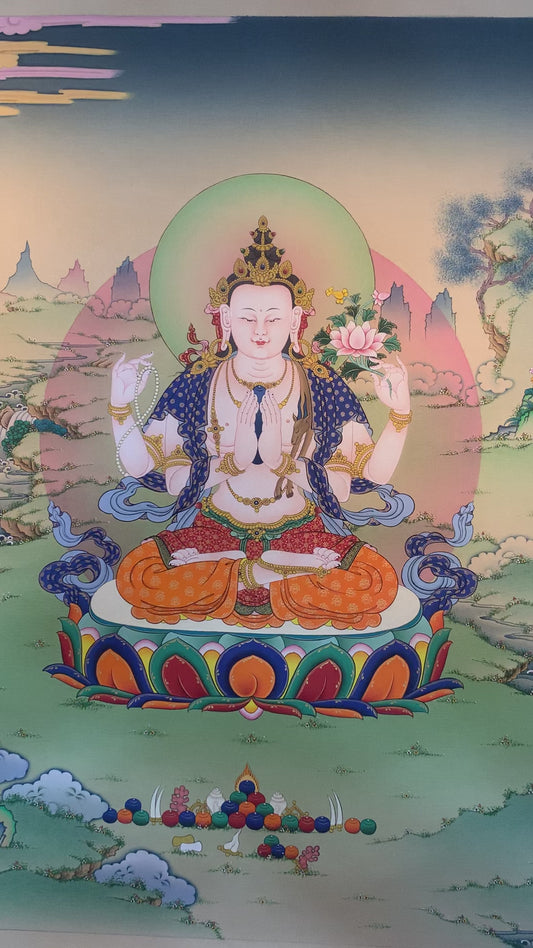 Chenrezig Thangka Painting 60*45
