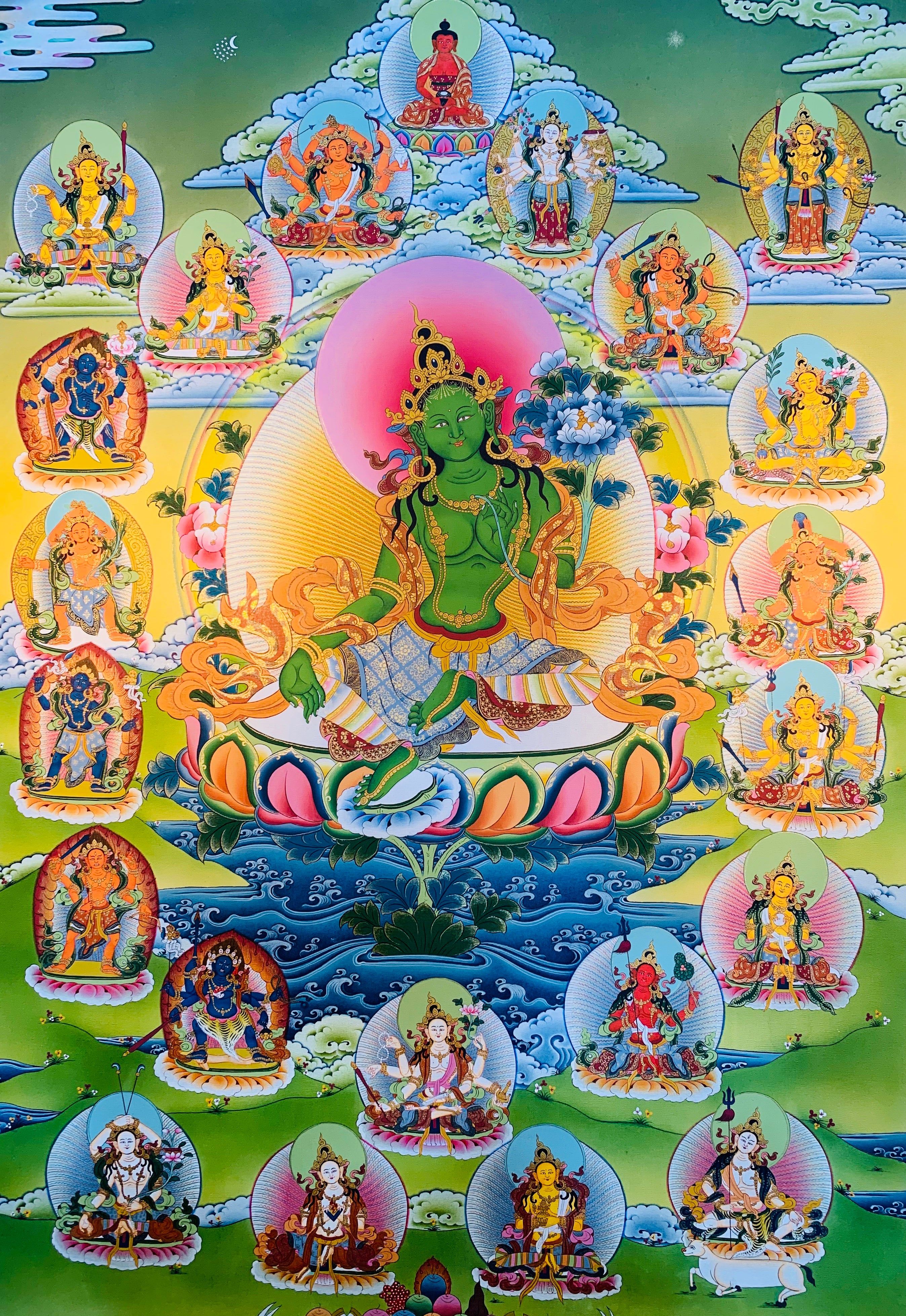 21 Taras - Green Tara Thangka Painting 70*50