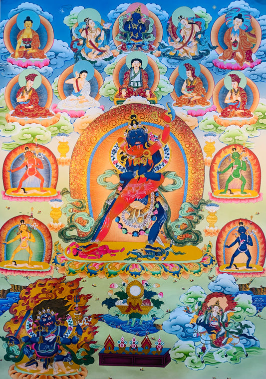 Wrathful Deity Chakrasamvara Thangka Painting 75*53