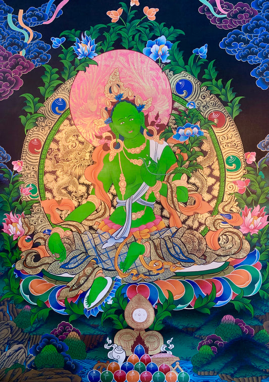 Cuadro Tara Thangka verde 70 * 50