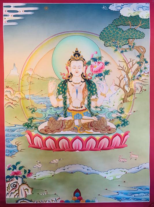 Chenrezig Thangka Painting 52*40 - The Thangka