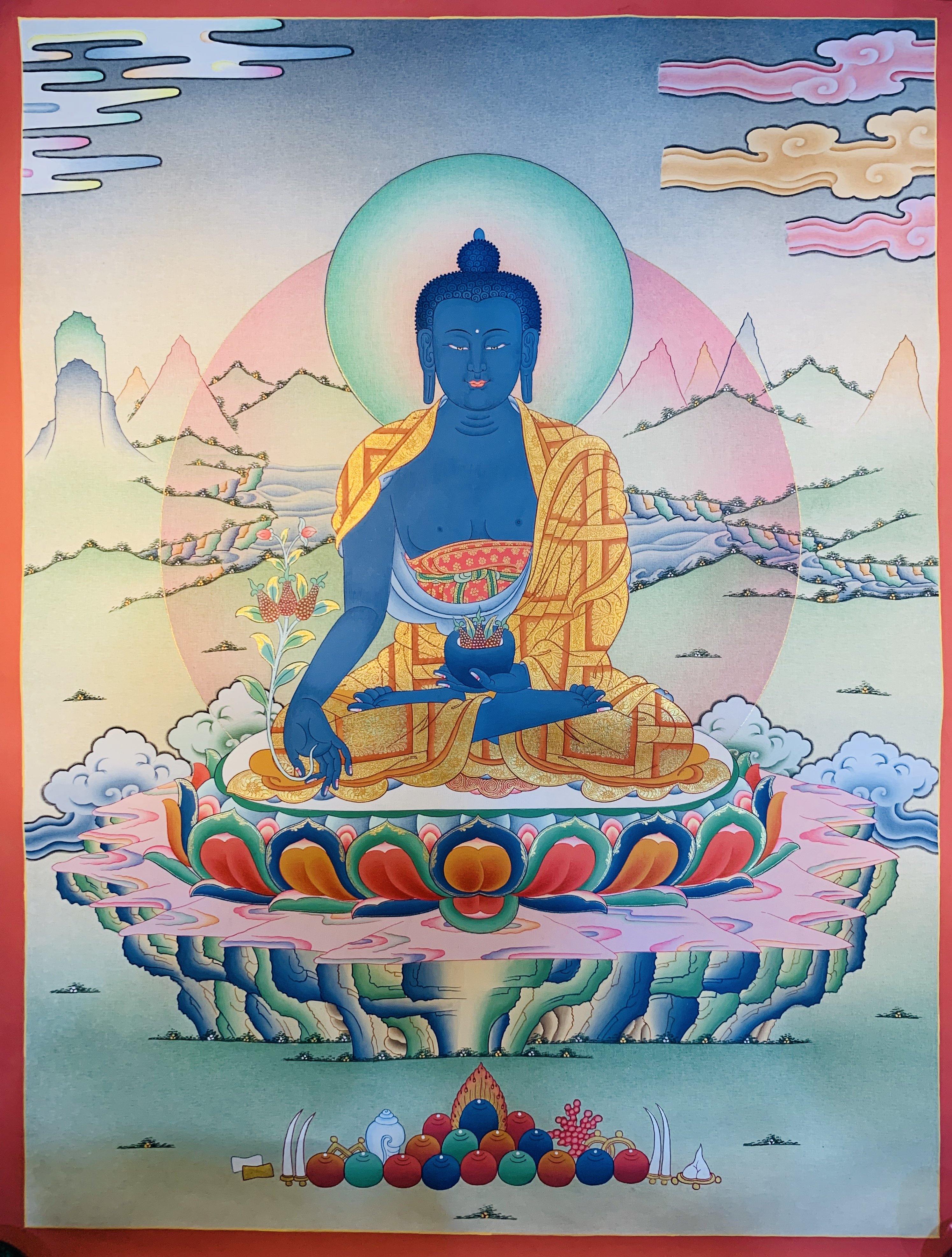 Medicine Buddha Thangka Painting 60*45 - The Thangka