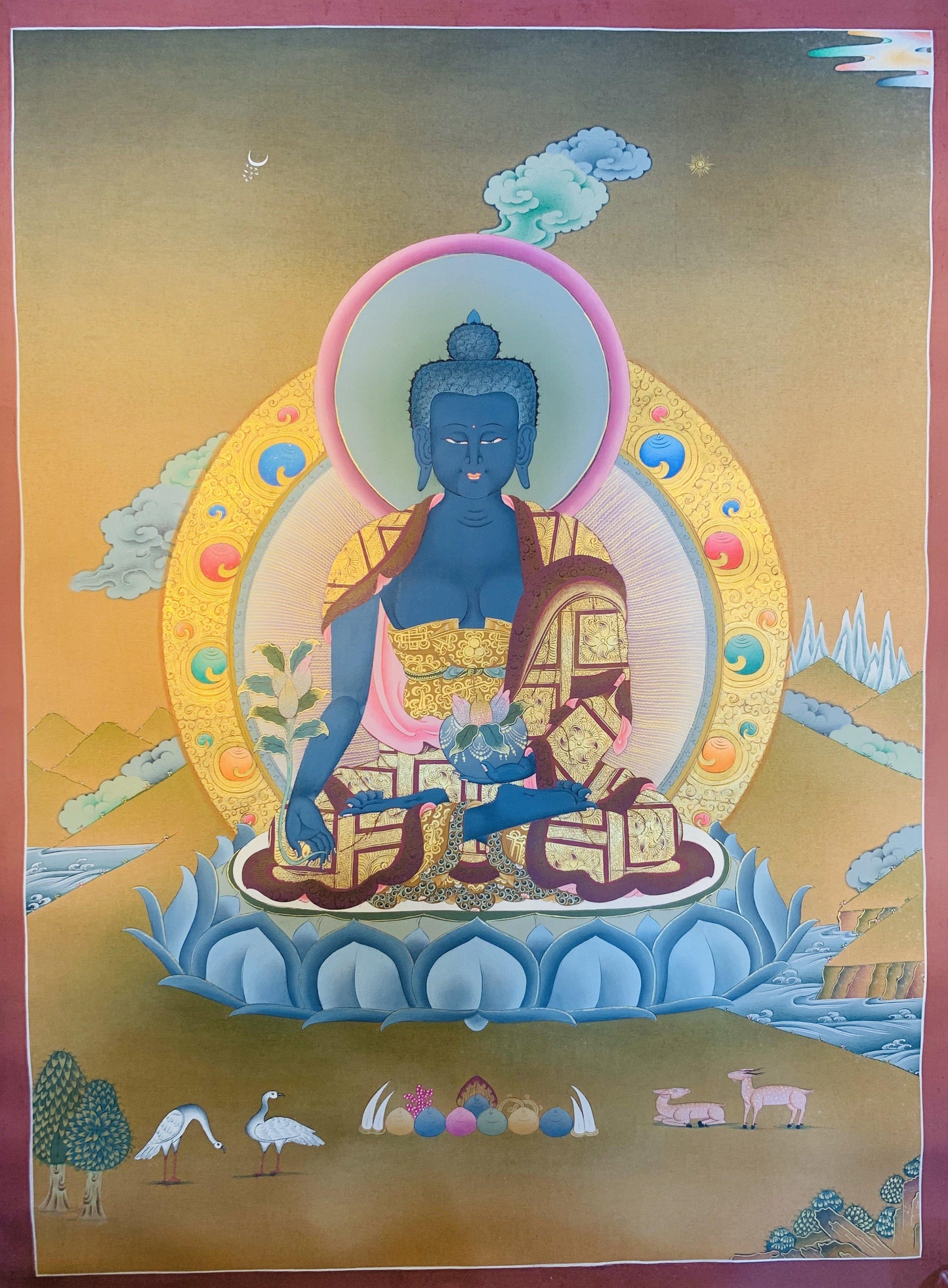 Medicine Buddha Thangka Painting 60*45 - The Thangka