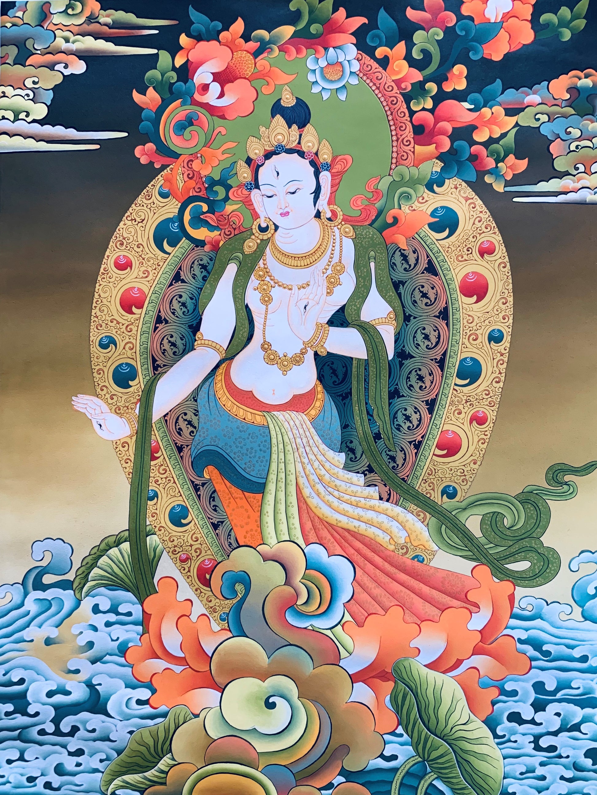 White Tara Thangka Painting 60*45 - The Thangka