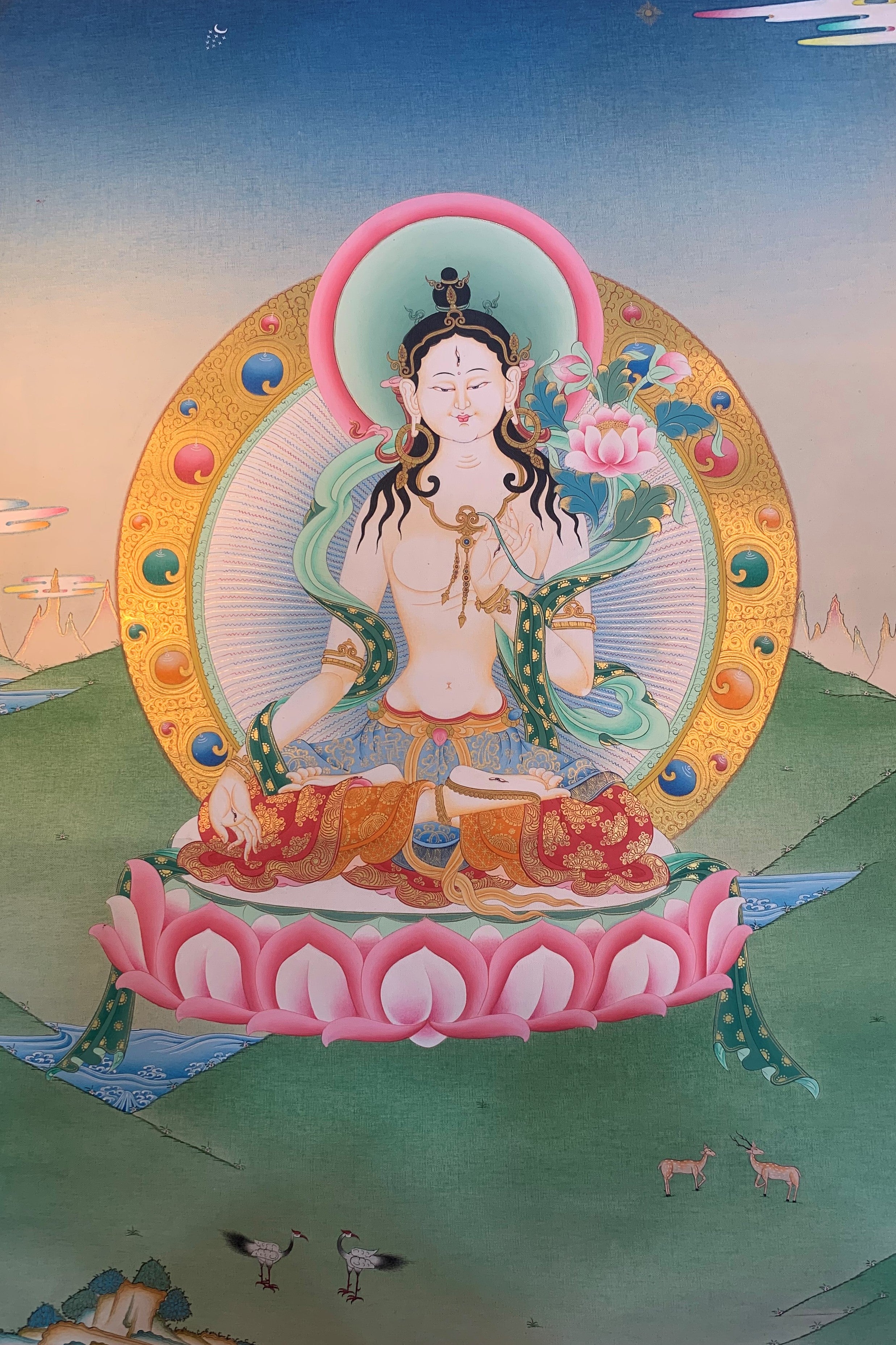White Tara Thangka Painting 60*45 - The Thangka