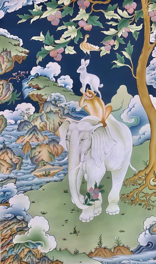 4 Friends Thangka Painting 100*56 - The Thangka